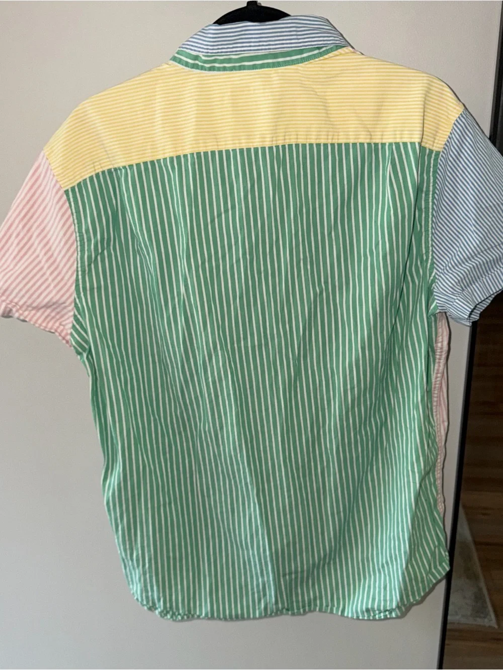 J Crew Mens Shirt XL Multicolor Flex Washed Color Block Pastel Slim Button Down